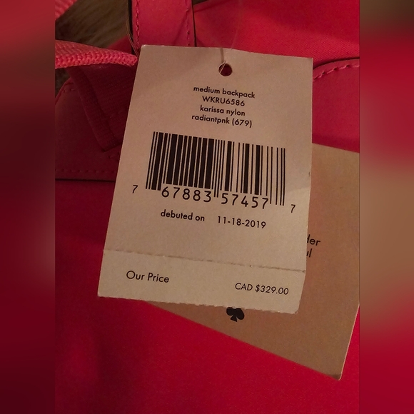 Neon Pink Kate Spade Backpack *large mini style* - Picture 4 of 8